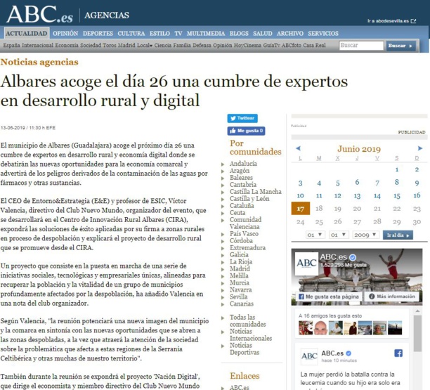 Los medios de comunicación destacan la reunión del Club Nuevo Mundo en Albares Los medios de comunicación destacan la reunión del Club Nuevo Mundo en Albares